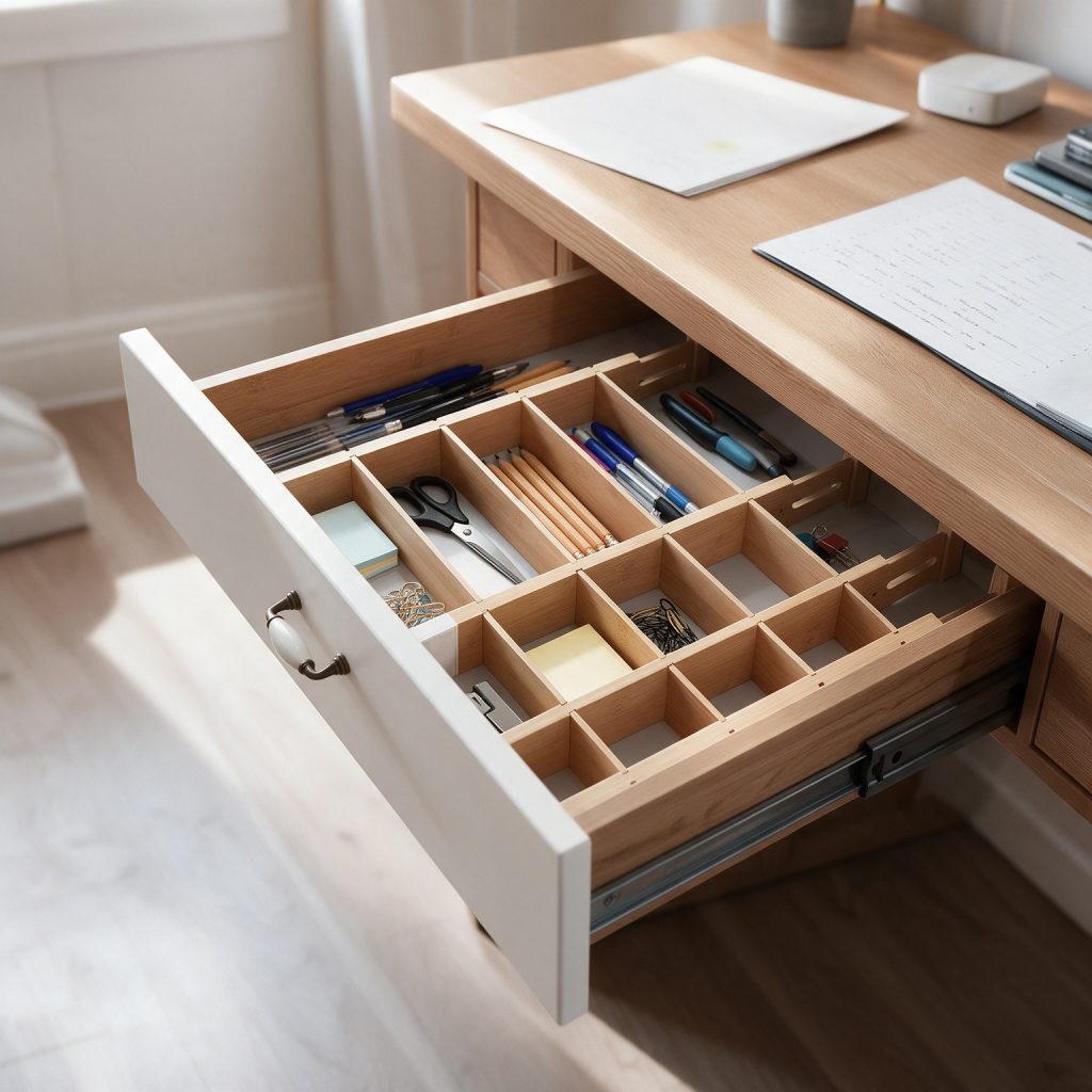 Cajón de escritorio organizado con separadores tidyLo Terra Multi XL